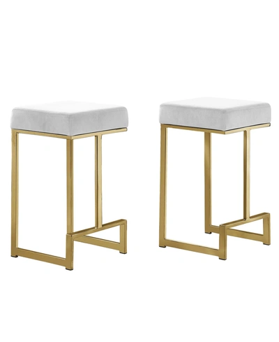 Best Master Furniture Dorrington Backless Counter Height Stool, Set Of 2 In White