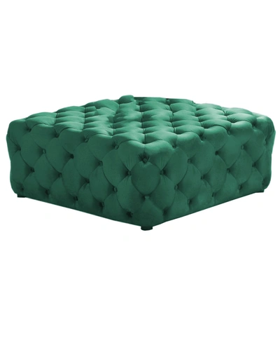 Best Master Furniture Kelly Square Transitional Fabric Ottoman In Green