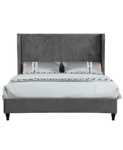 Best Master Furniture Valentina Upholstered Wingback Platform Bed, Eastern King In Gray