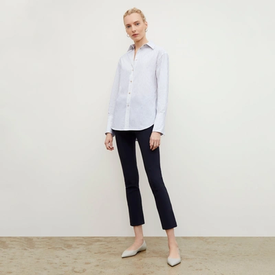 M.m.lafleur The Mila Button-down - Poplin Stripe In Blue / Ivory