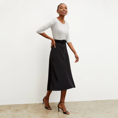 M.m.lafleur The Orchard Skirt - Washable Silk In Black