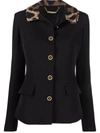 Philipp Plein Leopard Collar Cady Jacket In Black