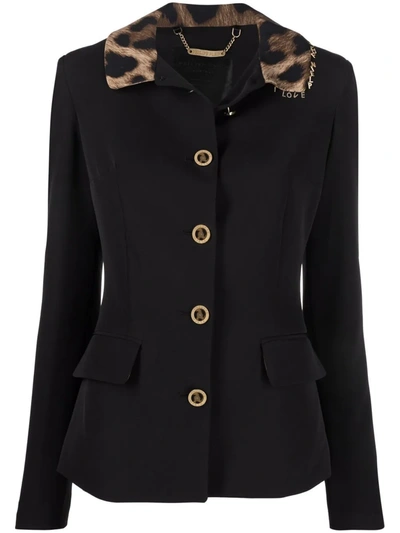 Philipp Plein Leopard Collar Cady Jacket In Black