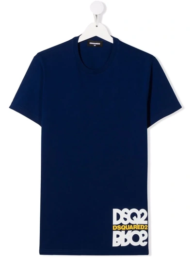 Dsquared2 Teen Logo-print Short-sleeve T-shirt In Blue