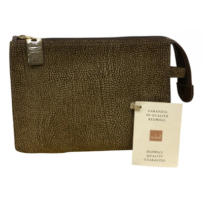 Pre-owned Borbonese Leather Clutch Bag In Brown