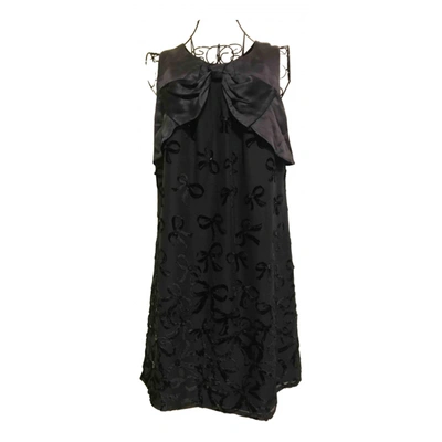 Pre-owned Derhy Silk Mid-length Dress In Black