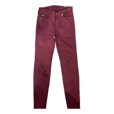 Pre-owned 7 For All Mankind Jeans In Burgundy