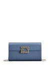 Roger Vivier Flower Strass Light-blue Pouch In Azzurro