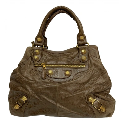 Pre-owned Balenciaga Town Leather Tote In Brown