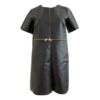 Pre-owned Mcq By Alexander Mcqueen Leather Mini Dress In Black