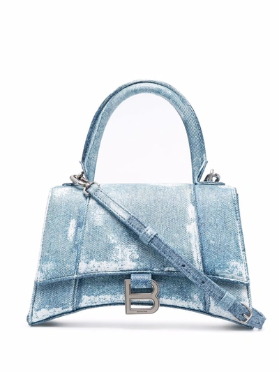 Balenciaga Small Hourglass Tote Bag In Blue