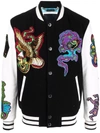 PHILIPP PLEIN TATTOO-PATCHES LEATHER BOMBER JACKET