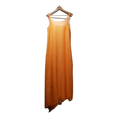 Pre-owned Genny Silk Maxi Dress In Orange