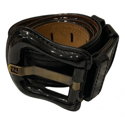 Pre-owned Fendi Patent Leather Belt In Black