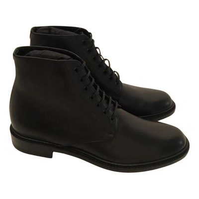 Pre-owned Saint Laurent Leather Ankle Boots In Black