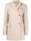 Rokh Asymmetrical Button Blazer In Braun