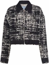 Prada Re-nylon Cropped Tweed Jacket In Schwarz