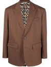Valentino Single-breasted Virgin Wool Blazer In Braun