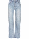 Balenciaga Distressed Holes Straight-leg Ankle Jeans In Blue