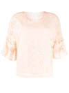 SEE BY CHLOÉ PERFORATED FLORALS BLOUSE