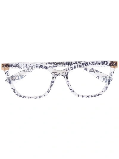 Dolce & Gabbana Slogan Cat-eye Glasses In Nude