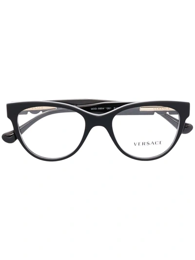 Versace Logo Cat-eye Glasses In Schwarz