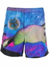 Valentino Water Sky Print Swim Shorts In Blau