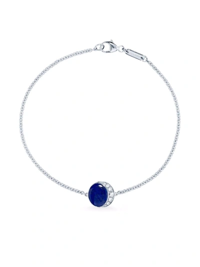 David Morris 18kt White Gold Fortuna Lapis Lazuli And Diamond Bracelet In Silber