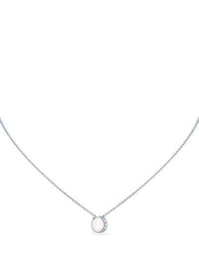 David Morris 18kt White Gold Fortuna Cacholong And Diamond Necklace In Silber