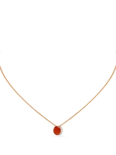 David Morris 18kt Rose Gold Fortuna Carnelian And Diamond Necklace In Rosa