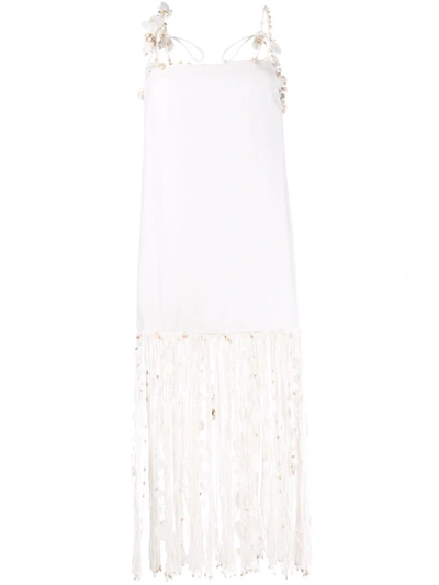 Zimmermann Postcard Linen Shell-embellished Fringed Dress In White