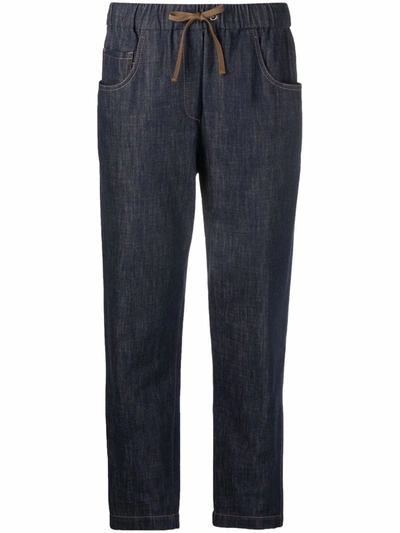 Brunello Cucinelli Drawstring Denim Jogger Pants In Blue