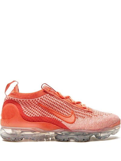 Nike Air Vapormax 2021 Flyknit Sneakers In Ember/ Red/ Silver