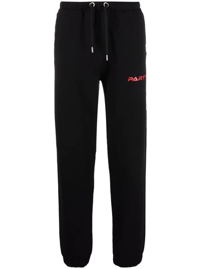 Just Cavalli Cotton Trousers With Contrasting Graphic Print In Nero
