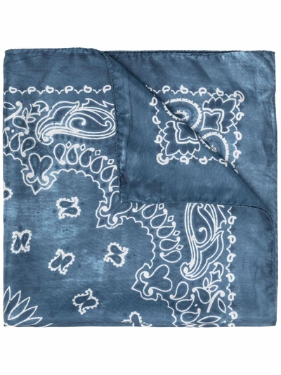 Golden Goose Bandana-print Silk Scarf In Denim Blue