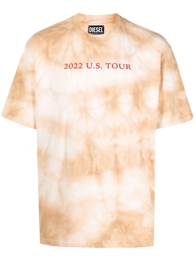 Diesel Men's T-wash-c2 Tie-dye T-shirt In Beige