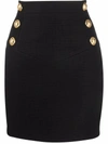 Balmain Button-detail Ribbed Knitted Skirt In Schwarz