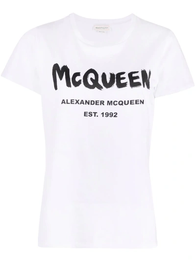 Alexander Mcqueen Logo-print Cotton T-shirt In White