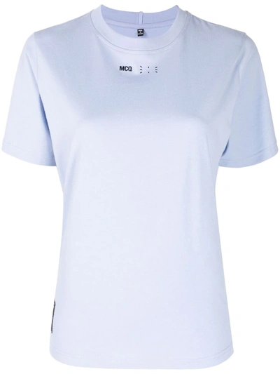 Mcq By Alexander Mcqueen Woman Light Blue T-shirt With Logo In Azzurro