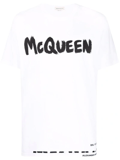 Alexander Mcqueen Logo Printed Cotton Jersey T-shirt In White