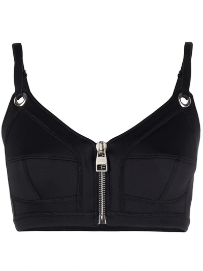 Alexander Mcqueen Zipped Crop Top In Schwarz