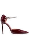 Amina Muaddi Ursina Crystal-embellished Patent-leather Pumps In Rot