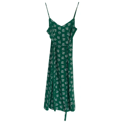 Pre-owned Hvn Silk Mid-length Dress In Green
