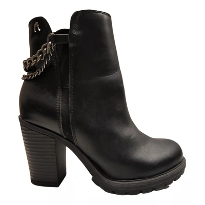 Pre-owned Replay Leather Ankle Boots In Black