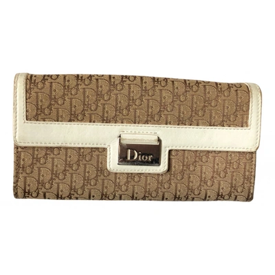 Pre-owned Dior Cloth Wallet In Beige