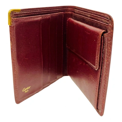 Pre-owned Cartier Leather Wallet In Burgundy