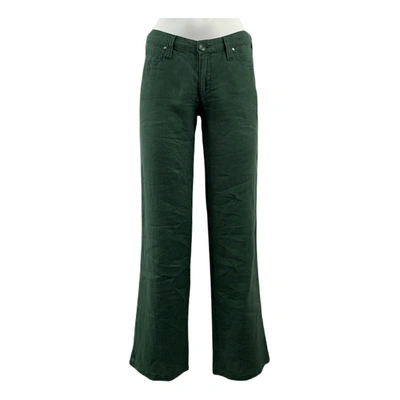 Pre-owned Armani Jeans Linen Straight Pants In Green