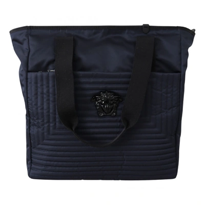 Pre-owned Versace Cloth Tote In Blue