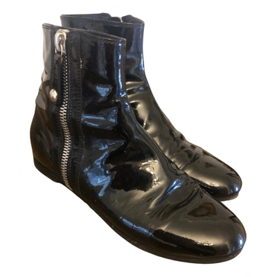 Pre-owned Gianvito Rossi Patent Leather Ankle Boots In Black