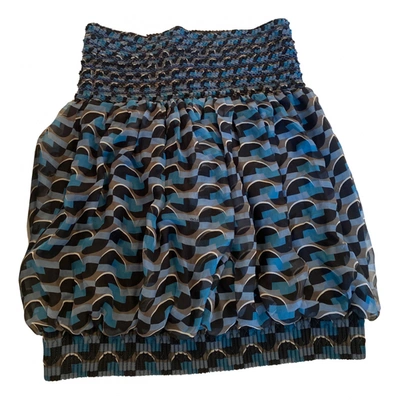 Pre-owned Fendi Silk Mini Skirt In Blue